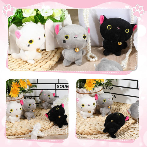 9 Pieces Mini Cat Plush Stuffed Animals Bulk Cute Small Stuffed Kitten Soft Cats Doll Plush Toys Hanging Pendant Ornament For DIY Keychain Birthda...
