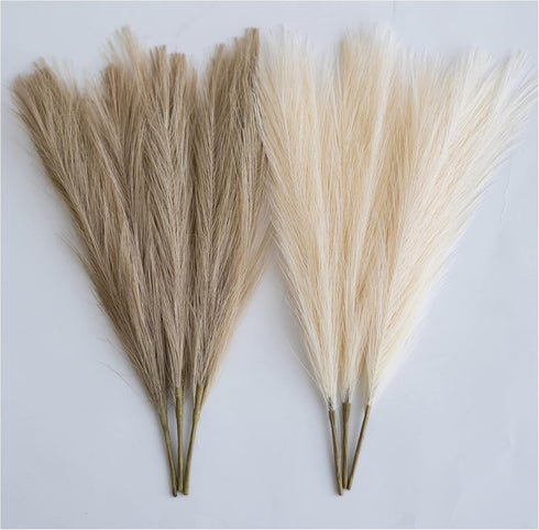 ChagoArt-Pampas Grass Decor Tall-Faux Pampas Grass Small 17"-6 Stems-Beige and Taupe-Brown-Pompas Floral-Fake Pampas Grass-Artificial Pampas Grass...