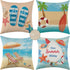 Set of 4 Summer Beach Throw Pillow Covers 18x18 Starfish Palm Tree Seaside Scenery Decorative Pillowcase Outdoor Waterproof Cushion Cases for Couc...