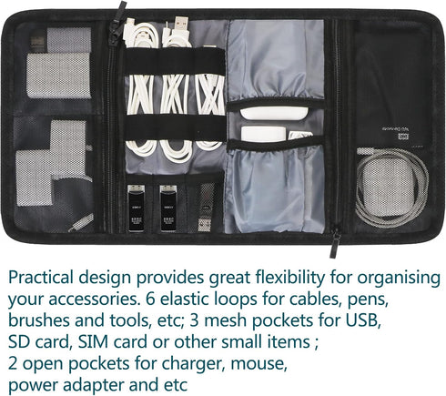 Electronic Organizer Accessories Case Waterproof Portable Digital Storage Bag Travel Cable Organizer Bag Pouch Carry Case for Power Bank,Hard Driv...