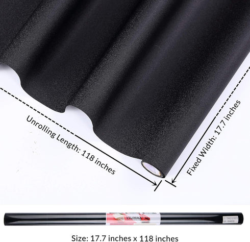 VELIMAX Static Cling Total Blackout Window Film Privacy Room Darkening Window Tint Black Window Cover 100% Light Blocking No Glue (17.7 x 118 inch...