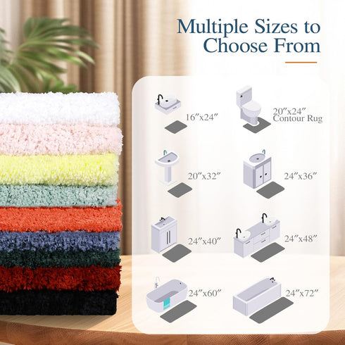 Walensee Bathroom Rug Non Slip Bath Mat for Bathroom (16 x 24, Lavender) Water Absorbent Soft Microfiber Shaggy Bathroom Mat Machine Washable Bath...