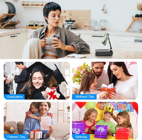 Gifts for Men Women Foldable Cellphone Stand with Bluetooth Speaker Power Bank 360° Rotatable Phone Stand Birthday Gift Idea for Mom Dad Cool Tech...