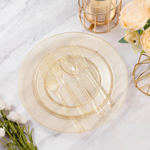 Goodluck 150 Pack Gold Glitter Plastic Forks, Heavy Duty Gold Glitter Forks Disposable, Gold Glitter Plastic Cutlery Perfect for Weddings, Parties...
