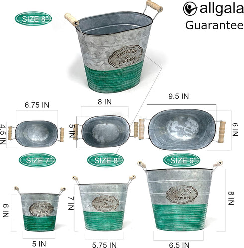 allgala Galvanized Planter Pot Indoor and Outdoor Decoration-Oval-8"-HD88302A...