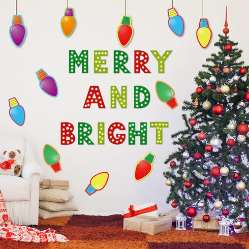 Christmas Cutouts Xmas Bulb Classroom Bulletin Board Decorations Merry Christmas Party Supplies for Toddler Kids Students Classroom Decors...