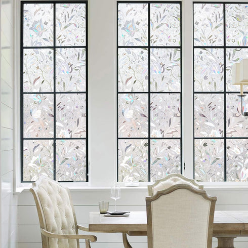 Kromapolis Window Privacy Film, Vinyl Glass Covering, Stained Decorative Film Frosted, Static Window Clings, Non-Adhesive, No-Glue (17.5 x 78.7 in...