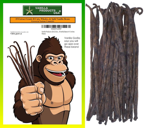 Vanilla Products USA 25 Extract Grade B Vanilla Beans 4~5 inches (12~14 cm)...