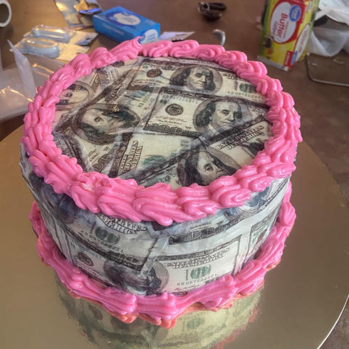 50 PCS Edible 100 Dollar Bill Image Cupcake Toppers Made of Wafer Paper Fake Money Cake Decoration for Baby Shower Birthday Anniversary Party Supp...