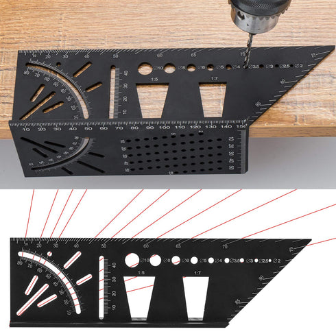 Woodworking Carpenter Square Rule,Baowox 3D Aluminum Alloy Angle Measuring Tool, Multifunction Angle Finder Woodworking Tools or Engineers Carpent...