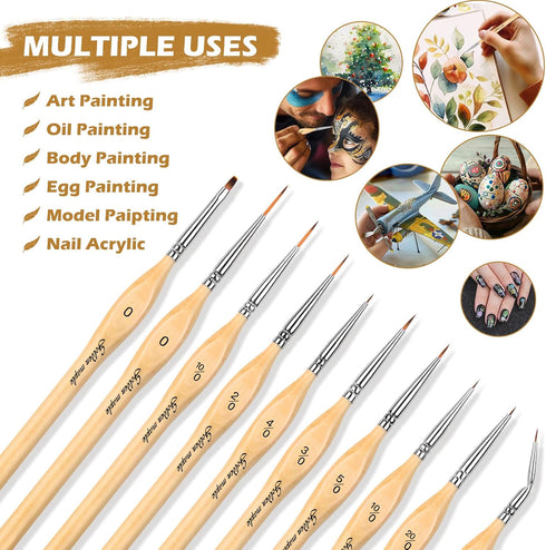 Miniature Paint Brushes,10pcs Micro Detail Paint Brush Set?Small Thin Paintbrush for Acrylic, Watercolor, Oil, Craft, Models, 40k Line Drawing...