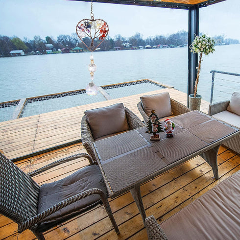 Rainbow Crystal Sun Catcher, Tree of Life Suncatchers Heart Shaped Hanging Ornament Chakra Stones Window Crystal Ball Prism Pendant Garden Home Ca...