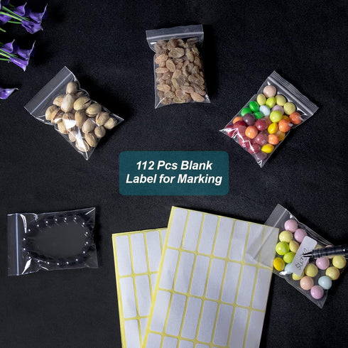 500 Pcs Small Plastic Bags, Small Zip Lock Bags, Mini Baggies, Jewelry Bags Clear Plastic, 5 Assorted Sizes, Resealable Poly Bags for Pill, Storag...