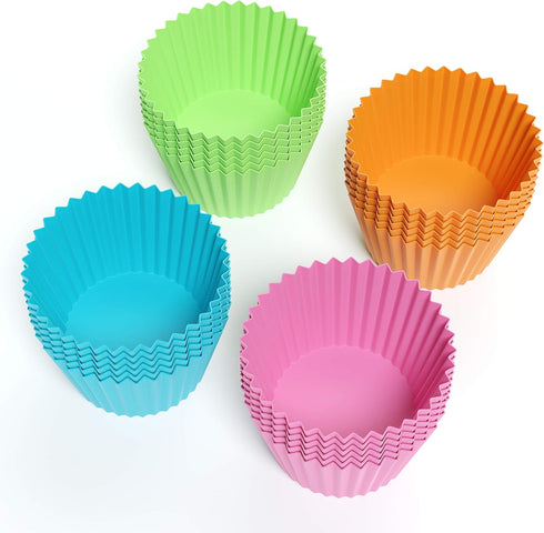 Bakerpan Silicone Mini Cupcake Holders, Mini Cupcake Liners, Pastry & Dessert Cups, 24 Pack (Multi)...