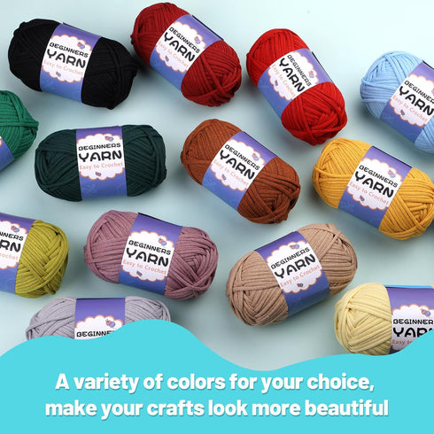 200g Yarn for Crocheting, Crochet Yarn, Easy Yarn for Beginners with Easy-to-See Stitches, Stitch Marker, Big Eye Blunt Needle, Beginner Yarn for ...