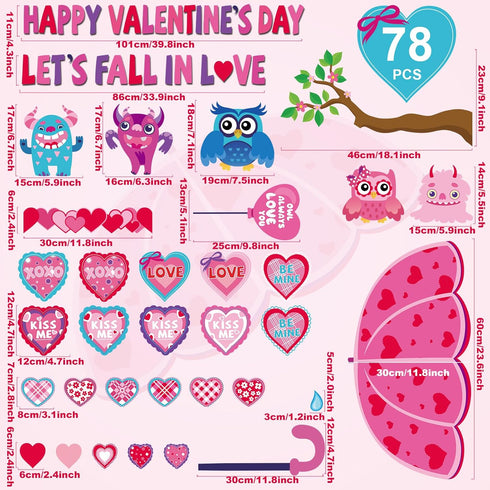 Valentine's Day Classroom Bulletin Board Decoration Let's Fall in Love Cut Outs Bulletin Board Set Valentines Love Heart Paper Cut outs Bulk with ...