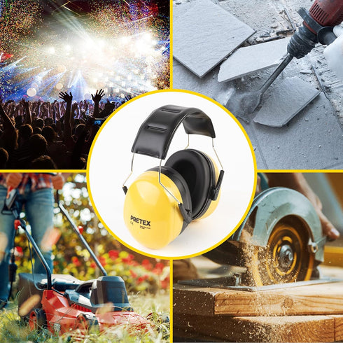 PRETEX Ear Defenders with SNR 34dB - Lightweight Ear Muffs Protection for Adults - Adjustable Noise Canceling Headphones - Over Ear Earmuffs for W...