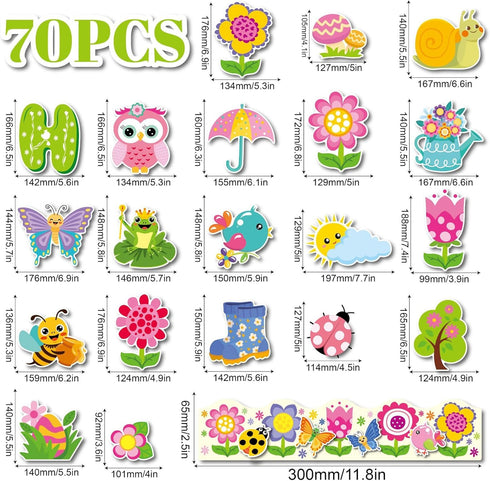Hello Spring Party Decorations Hello Spring Bulletin Board Decorations Spring Flower Cutouts Classroom Decor for Spring Easter Classroom Decor Sch...
