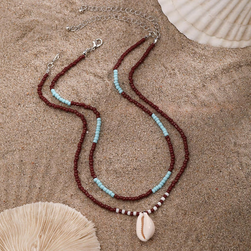Boho Beaded Choker Necklaces for Women Layered Shell Starfish Charms Necklace Summer Surfer Beach Necklace Jewelry Gift...