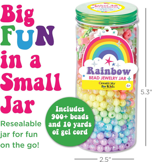 Creativity for Kids Rainbow Bead Jar Jewelry Making Kit: Makes 40+ Friendship Bracelets, DIY Crafts for Girls, Girls Gifts Ages 6-8+, Easter Baske...