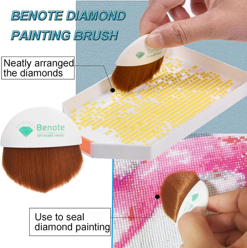 Benote Diamond Art Painting Accessories Tools, Diamond Paint Brush, Straightener Fix Tool, Silicone Foldable Funnel, 5D Diamond Art Kits for Diamo...