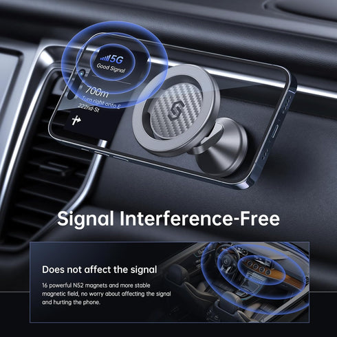 SYNCWIRE for MagSafe Car Mount - Kevlar Material Magnetic Phone Holder for Car Dash,360° Rotation Strong Magnets Car Phone Holder Compatible iPhon...
