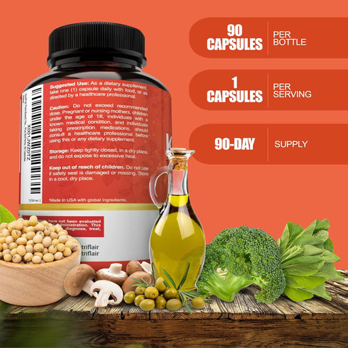 NutriFlair Vitamins D3 (5000iu/125mcg) + K2 (as Mk7) - Made with Plant-Based Ingredients Plus BioPerine Black Pepper Extract, 90 Capsules - Suppor...