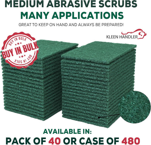 Green Medium Duty Cleaning Pads - Medium Duty Kitchen Scrub Sponges, Scouring Pads for Washing Dishes, Bathroom, Restaurant Cleaning Sponge, House...
