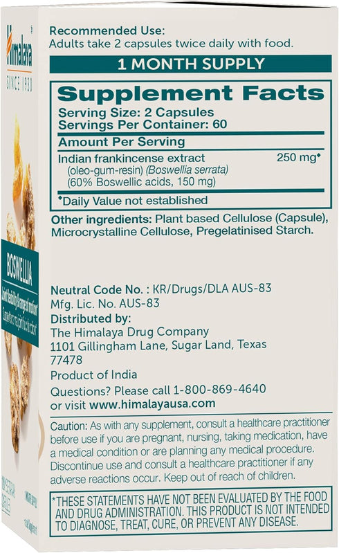 Himalaya Boswellia, Joint Support for Mobility and Flexibility, Promotes Tissue Preservation, 250 mg, 120 Capsules...
