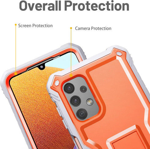 FITO for Samsung Galaxy A32 5G Case, Dual Layer Shockproof Heavy Duty Case for Samsung A32 5G Phone with Screen Protector, Built-in Kickstand (Ora...