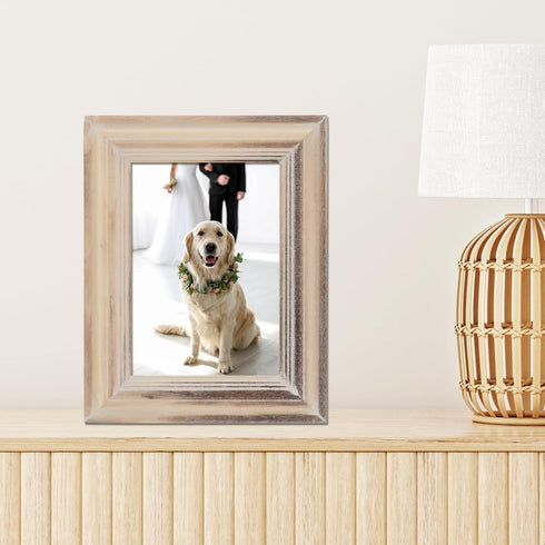 Lawrence Frames 5x7 White Wash Maple Picture Frame, Natual...