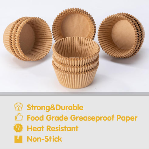 Jumbo Cupcake Liners 300 pcs Natural Muffin Liners No Smell,Food&Grade,Greaseproof Paper Baking Cups, Cupcake Wrappers for Party,Christmas by Gold...