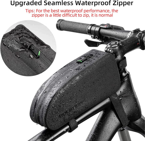 ROCKBROS Bike Top Tube Bag Bicycle Front Frame Bag Waterproof Bike Pouch Pack Bike Phone Bag Cycling Accessories Pouch for Mountain Road Bike Larg...