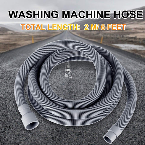 Universal Washing Machine Drain Hose Flexible Dishwasher Drain Hose Extension Kits Corrugated Washer Discharge Hose with 1 Extension Adapter and 2 Hose Clamps, U-Bend Hose Holder (6 ft)