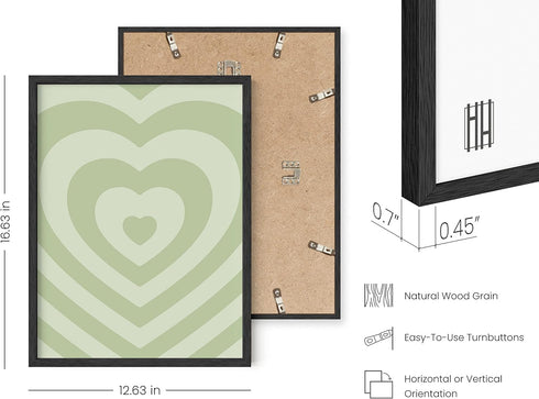 HAUS AND HUES Sage Green Wall Decor – Aesthetic Heart Posters, Cute Teen Room Art, Dark Green Wall Prints for Bedroom or Dorm (Unframed, 12" x 16"...