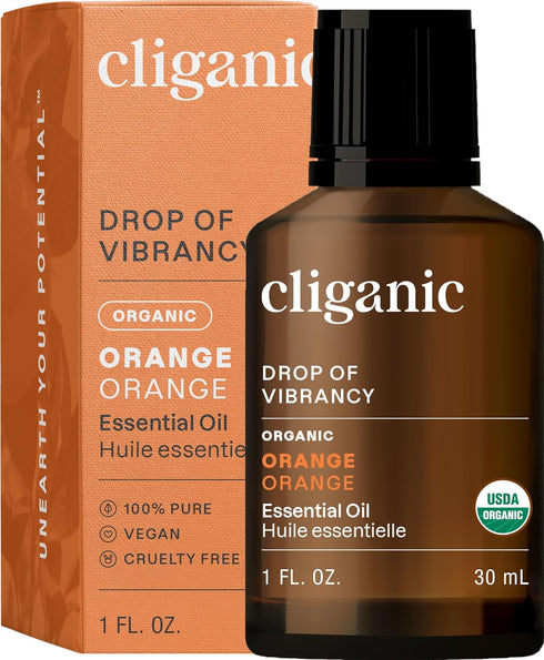 Cliganic Organic Sweet Orange Essential Oil, 1oz - 100% Pure Natural for Aromatherapy Diffuser | Non-GMO Verified (Packaging May Vary)...