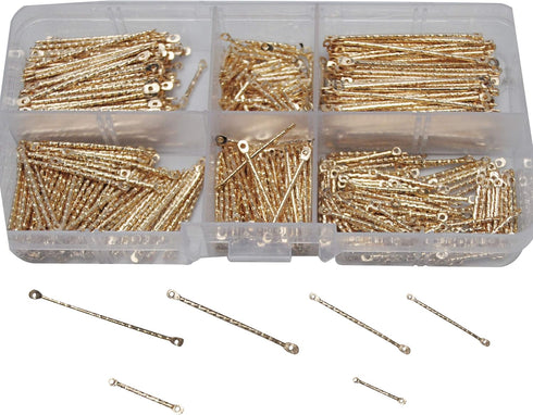 Chenkou Craft Assorted 600pcs Jewelry Making Wave Connect Bar Earring Necklace Connector (KC-Gold, Mix)...