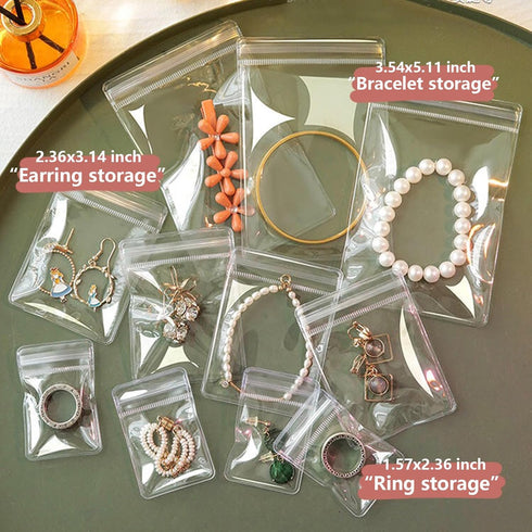 100Pcs PVC Jewelry Pouches Clear Zipper Bags Anti Oxidizing Earrings Storage Bags for Storage Jewelry Packing Bags...
