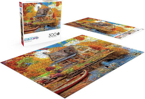 Buffalo Games - Angelo Bonito - Autumn Lake House - 500 Piece Jigsaw Puzzle for Adults Challenging Puzzle Perfect for Game Nights - Finished Puzzl...