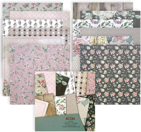 Scrapbooking Paper,Pack of 24 Sheets Designer Paper Pad 12x12 Inches Single-Sided Decorative Origami Scrapbook Paper Supplies Patterned Cardstock ...
