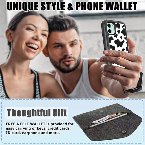 Compatible for iPhone 11 Case with Screen Protector Cute Luxury Cow Print Design for Women Girls, Shockproof 3-Layer Full Body Rugged Heavy Duty P...