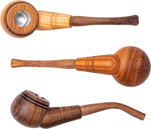 Dr. Watson - Wooden Tobacco Pipes, Set of 3, Classic Shape, Handmade from Natural Wood...