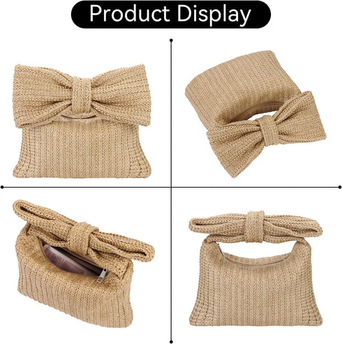 Ovida Women Bow Straw Clutch Purse Summer Straw Woven Clutch Bag Handbag for Beach Vacation Party Wedding 2024...