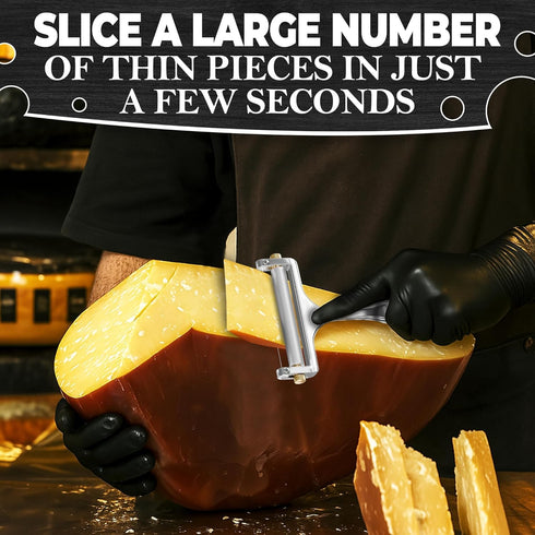 Cheese Slicer Wire - Sharp & Strong Stainless Steel Cheese Cutter Handheld with 2 Extra Wires, Slice Tickness Adjuster, Comfortable Handle & Dishw...