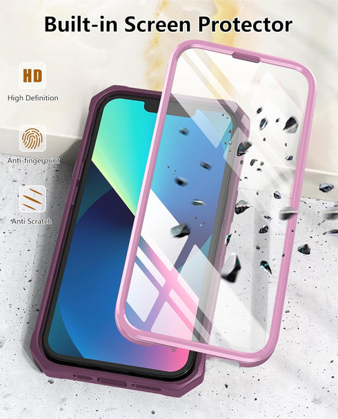 for iPhone 13/14 Protective Case: for iPhone 16e Cover with Built-in Kickstand | Heavy Duty Military Grade Hard Protection Shock Proof | Durable D...