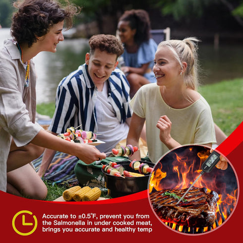 6 Pcs Instant Read Meat Thermometer with Long Probe 9.65 Inch Kitchen Cooking Food Candy Thermometer Waterproof Digital Thermometer for BBQ Water ...