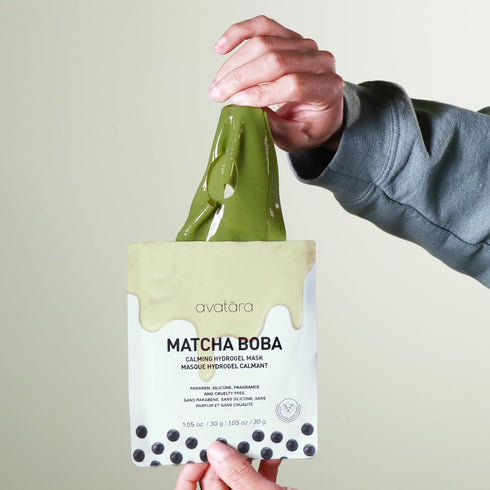 Avatara - Matcha Boba Hydrogel Mask, Facial Masks Skincare Essential, 2-Piece Cooling & Hydrating Mask with Multi-Hyaluronic Combo & Ceramides, 30...
