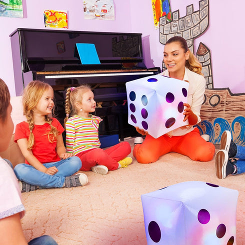 3 Pack Light up LED Jumbo Inflatable Dice Outdoor Fun Glowing Giant Inflatable Dice Set for Indoor and Outdoor Broad Game Birthday Ludo Pool Party...