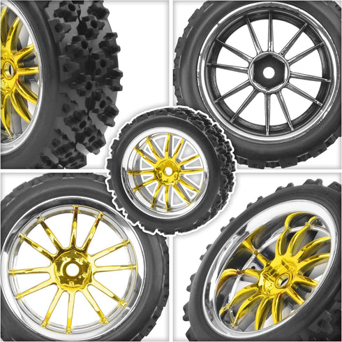 ShareGoo 4Pcs 1/10 On Road Tires & Plastics Wheel Rims 12mm Hex Compatible with Tamiya TT01 Kyosho Sakura D3 Traxxas 4Tec 2.0 1/10 RC On Road Raci...