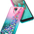 NZND Case for Cricket Icon 2 (2020) U325AC with Tempered Glass Screen Protector (Full Coverage), Glitter Liquid Floating Waterfall Girls Cute Phon...